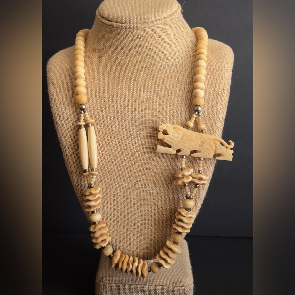 Vintage Tribal Bovine Bone 15” Necklace